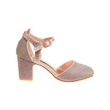 Rose Gold | Girls' Diamante Buckle Dress Heels
