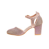 Rose Gold | Girls' Diamante Buckle Dress Heels