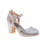 Silver | Girls' Diamante Buckle Dress Heels