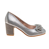 Silver | Girls' Sparkle Studded Bow Dress Shoes