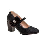Black Glitter | Girls' Glitter Block Heel Dress Shoes