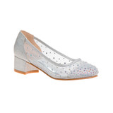 Silver | Girls’ Mesh Heeled Party Shoes