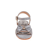 Silver | Girls’ Open-Toe Glitter & Bow Sandals