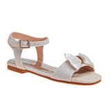 White | Girls’ Open-Toe Glitter & Bow Sandals