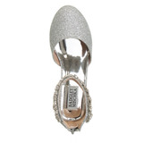 Silver Glitter | Girls’ Low-Heeled Signature Dress Shoe with Rhinestone Ankle Strap