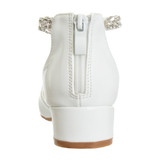 White Patent | Girls’ Low-Heeled Signature Dress Shoe with Rhinestone Ankle Strap