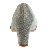 Silver | Girls’ Glittery Block Heeled Pump