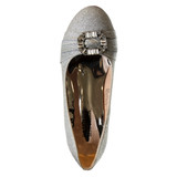Silver | Girls’ Glittery Block Heeled Pump