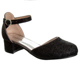 Black Glitter | Girls’ Glittery Low-Heeled Dress Shoes