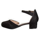 Black Glitter | Girls’ Glittery Low-Heeled Dress Shoes