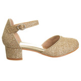 Light Gold | Girls’ Glittery Low-Heeled Dress Shoes