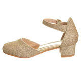 Light Gold | Girls’ Glittery Low-Heeled Dress Shoes