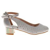 Silver | Girls' Slingback Pump Dress Heels Side