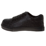 Black | Girls' Crystal Rhinestone Sneakers Left Side