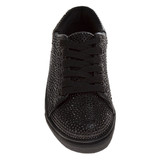 Black | Girls' Crystal Rhinestone Sneakers Front