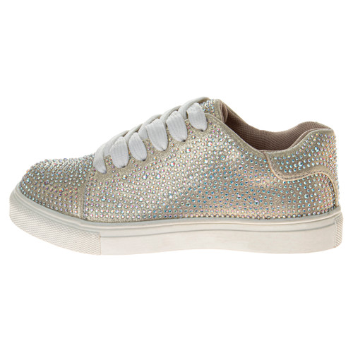 Gold | Girls' Crystal Rhinestone Sneakers Left Side
