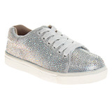 Silver | Girls' Crystal Rhinestone Sneakers Front Side