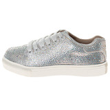 Silver | Girls' Crystal Rhinestone Sneakers Left Side