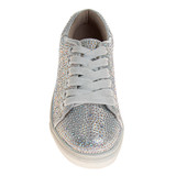 Silver | Girls' Crystal Rhinestone Sneakers Front