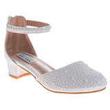 White | Girls' Ankle Strap Dress Shoes Front Side