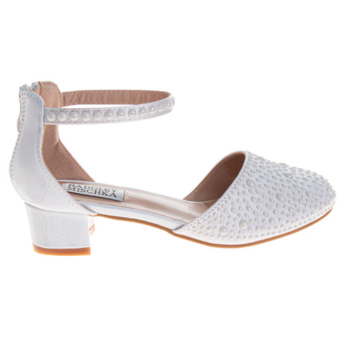 White | Girls' Ankle Strap Dress Shoes Right Side