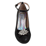 Black | Girls' Ankle Strap Dress Pumps Front