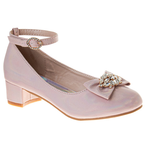Pink | Girls' Ankle Strap Dress Pumps Front Side