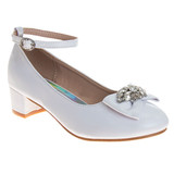 White | Girls' Ankle Strap Dress Pumps Front Side