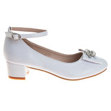 White | Girls' Ankle Strap Dress Pumps Right Side