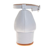 White | Girls' Ankle Strap Dress Pumps Back