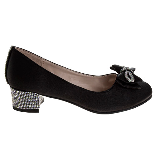 Black | Girls' Low Heeled Dress Pumps Right Side