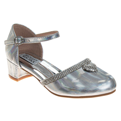 Silver Holographic | Girls' d'Orsay Dress Shoes Front Side
