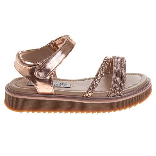 Rose Gold | Girls' Lug Sole Platform Sandals Right Side