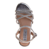 Silver | Girls' Metallic and Raffia Sandals Top