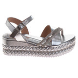 Silver | Girls' Metallic Wedge Sandals Right Side