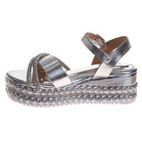 Silver | Girls' Metallic Wedge Sandals Left Side