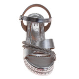 Silver | Girls' Metallic Wedge Sandals Front
