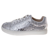 Silver | Girls' Glitzy Metallic Sneakers Left Side