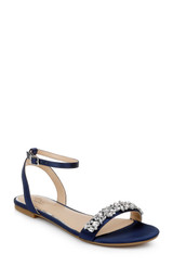 Navy | Ohara Minimalist Crystal Adorned Flats