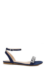 Navy | Ohara Minimalist Crystal Adorned Flats