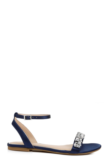 Navy | Ohara Minimalist Crystal Adorned Flats