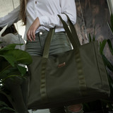 Olive Nylon Weekender Tote Bag Lifestyle 1