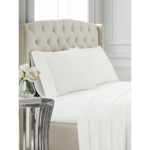 White | Cotton Sateen White Pillow Case Pair