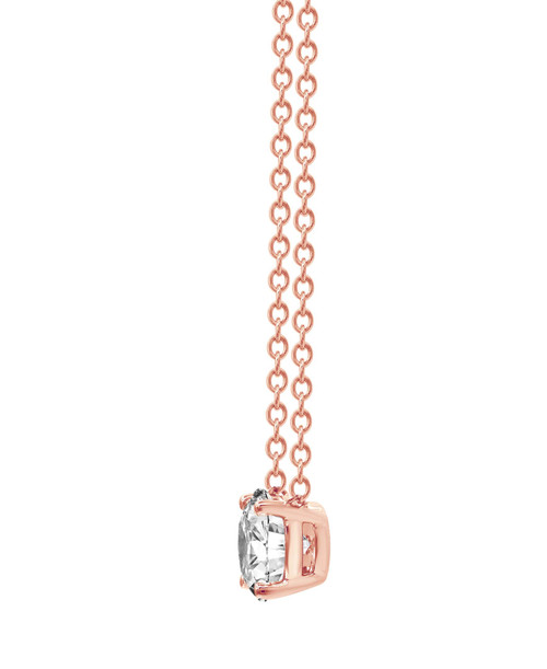Rose Gold | Diamond Pendant Solitaire Plus Necklace Side