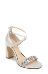 Silver | Penny Crystal Embellished Block Heel