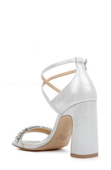 Silver | Penny Crystal Embellished Block Heel