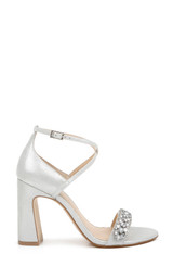Silver | Penny Crystal Embellished Block Heel