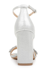 Silver | Penny Crystal Embellished Block Heel