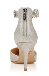 Silver Glitter Raleigh Pointed Toe Kitten D'Orsay Heel