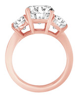Rose Gold | Round Three Stone Diamond Engagement Ring Back